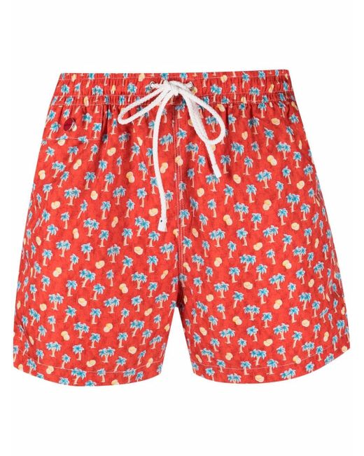 Kiton patterned drawstring swim shorts