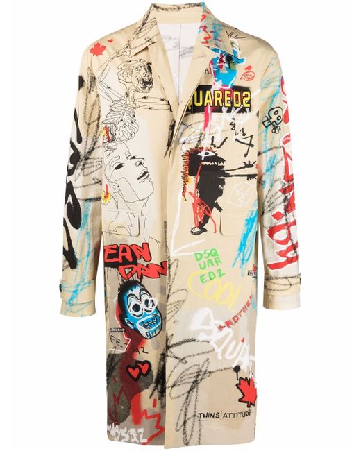 Dsquared2 graphic-print single-breasted coat