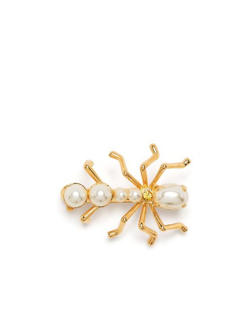 Erdem pearl-embellished bug brooch