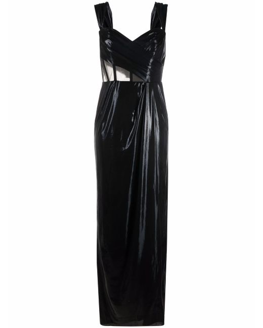 Marchesa Notte sheer-panel sleeveless dress