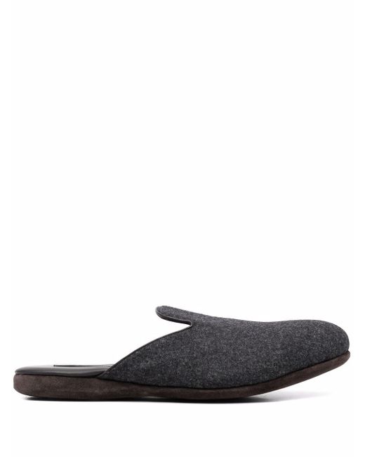 Corneliani almond-toe leather slippers