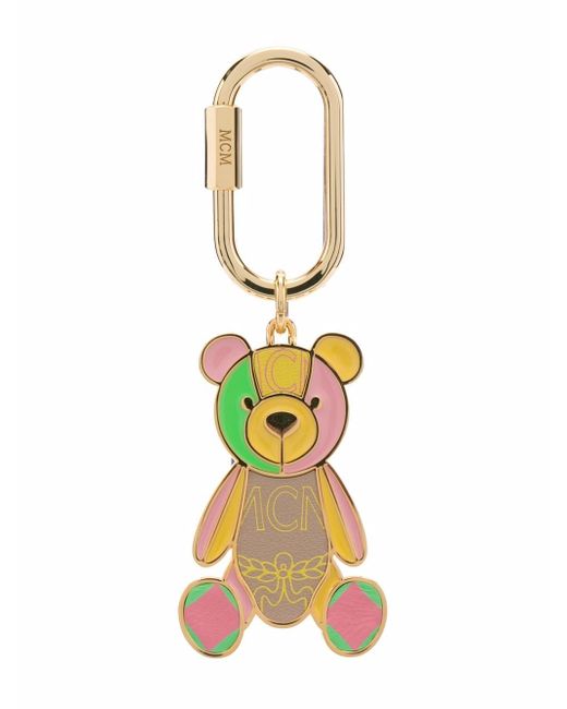 Mcm colourblock-teddy keychain