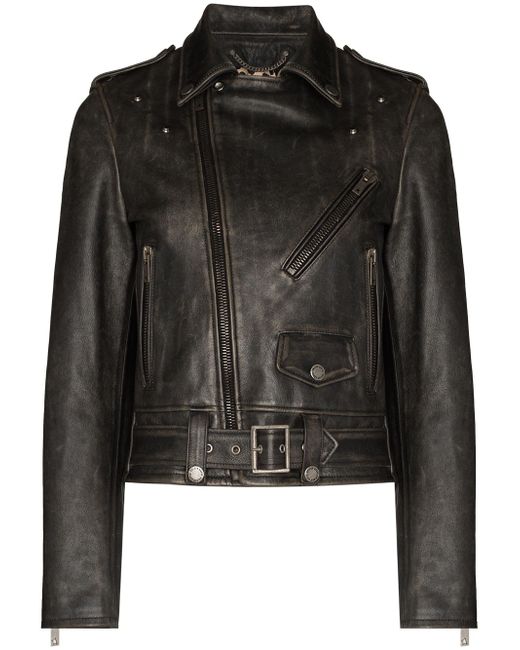 Golden Goose distressed-effect leather biker jacket