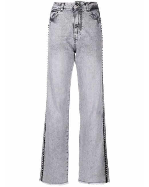 Philipp Plein crystal-embellished wide jeans