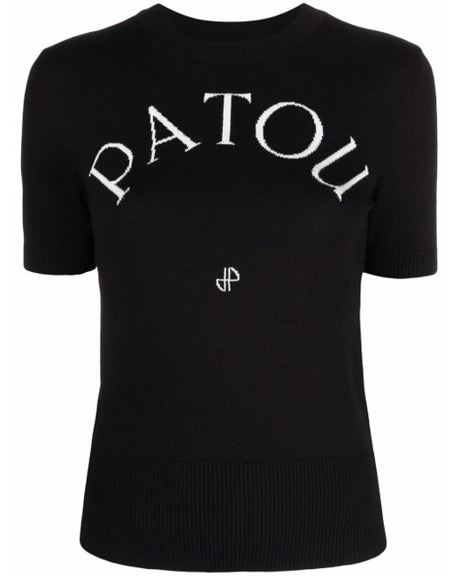 Patou intarsia-logo knitted top