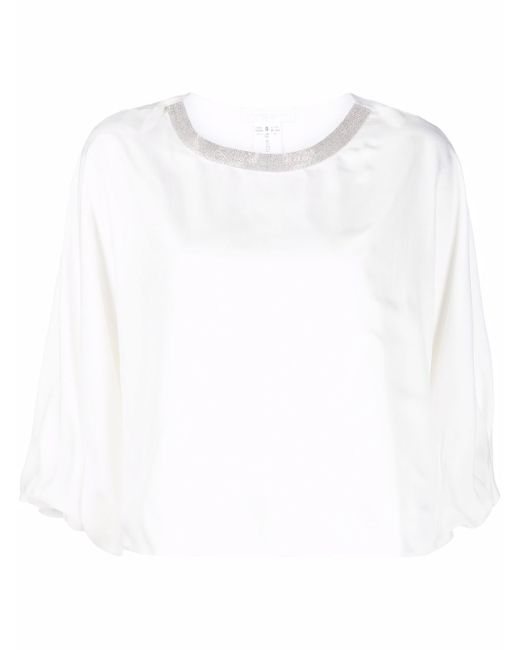 Fabiana Filippi beaded-collar gauze silk blouse