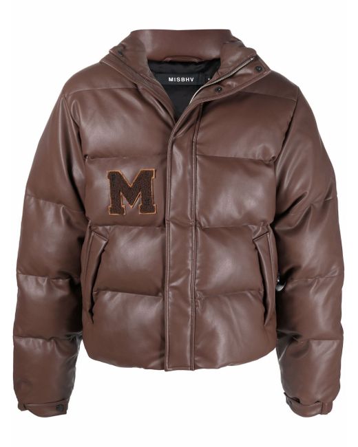 Misbhv logo-patch faux-leather puffer coat