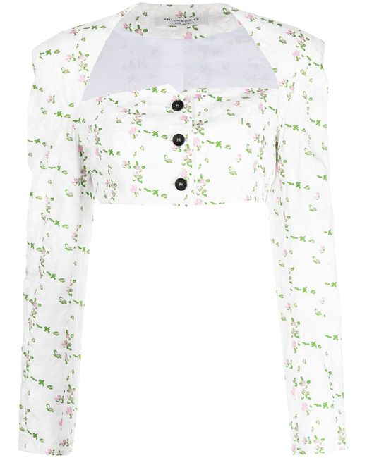 Philosophy di Lorenzo Serafini cropped floral-print blouse