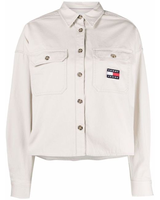 Tommy Jeans logo-patch cotton shirt jacket