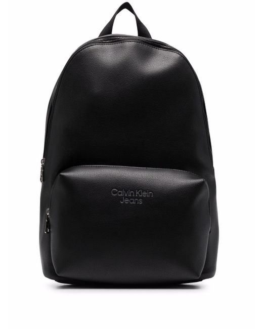 Calvin Klein Jeans debossed-logo faux-leather backpack