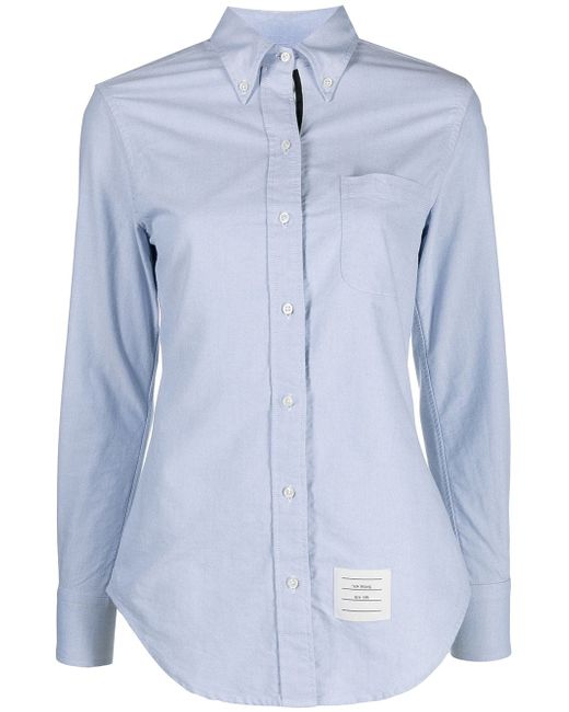Thom Browne logo-patch long-sleeve shirt