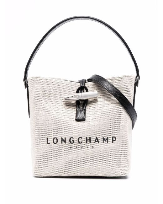 Longchamp small Roseau canvas bucket bag