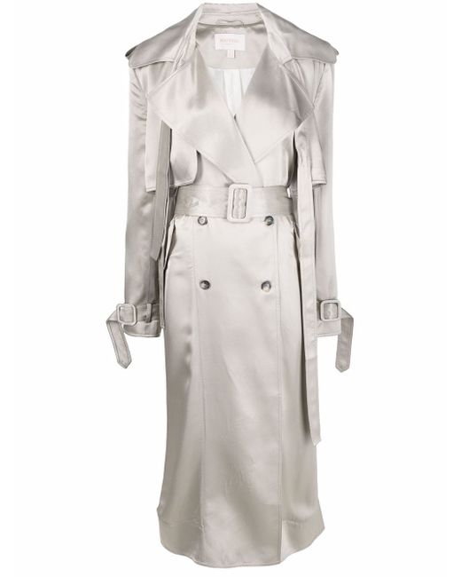 Matériel double-breasted satin trench coat