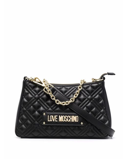 Love Moschino logo plaque quilted tote bag