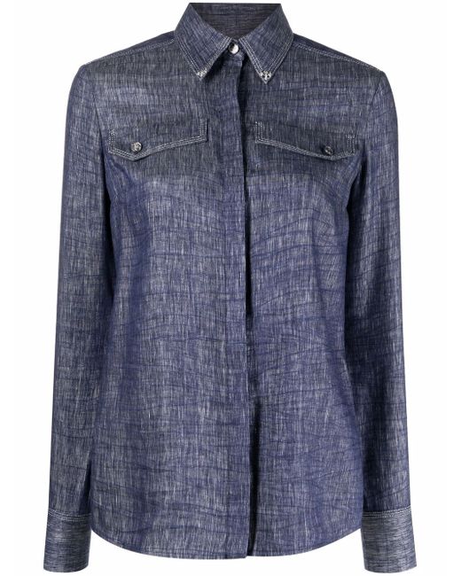 Genny flap-pockets button-up denim shirt