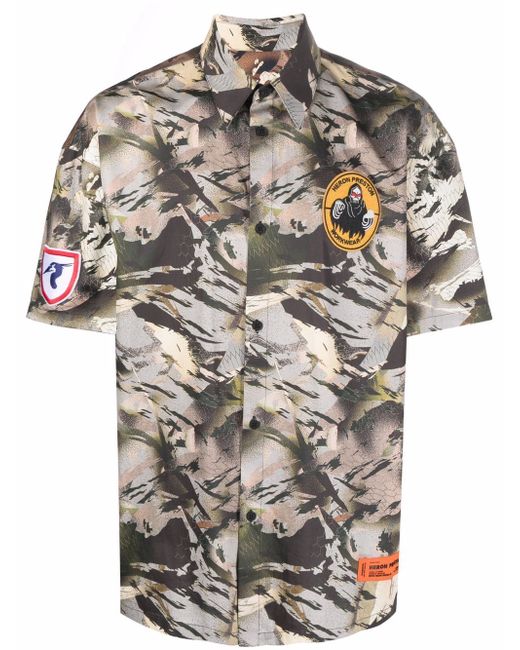 Heron Preston camouflage-print bowling shirt