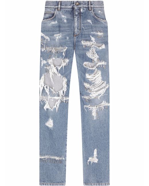 Dolce & Gabbana ripped mid-rise loose-fit jeans