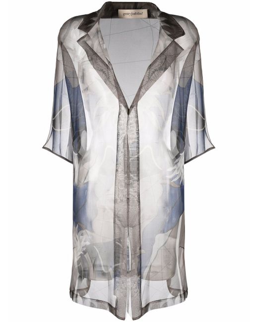 Gentryportofino sheer silk geometric-print blazer