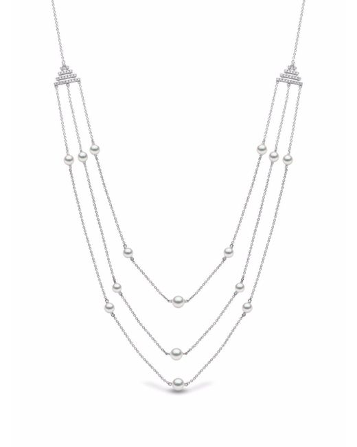 Yoko London 18kt white gold Sleek Freshwater pearl diamond necklace