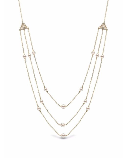Yoko London 18kt yellow Sleek Freshwater pearl diamond necklace