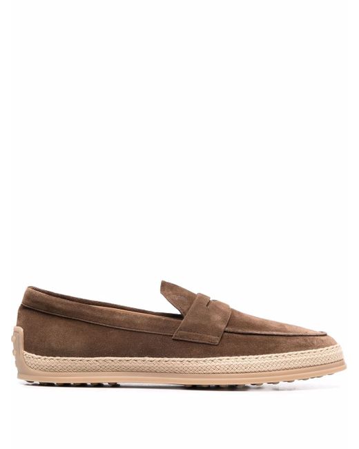 Tod's woven trim penny loafers