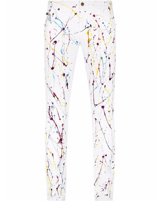 Dolce & Gabbana paint-splatter detail skinny jeans