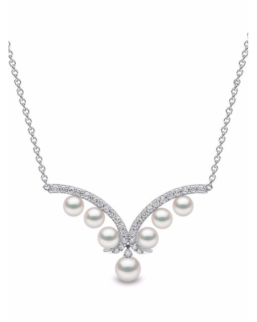 Yoko London 18kt white gold Sleek Akoya pearl diamond necklace