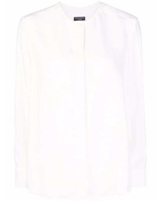 Emporio Armani collarless long-sleeve fluid shirt