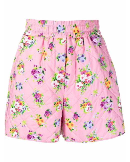 Msgm floral-print quilted shorts