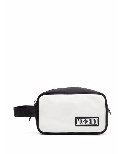 Moschino logo-patch two-tone wash bag
