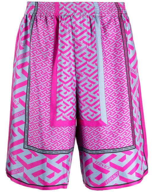 Versace La Greca panelled-print Bermuda shorts