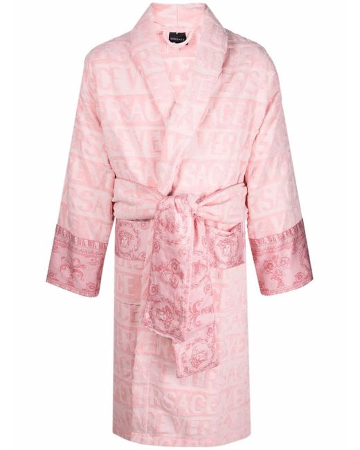 Versace logo-embossed cotton bath robe