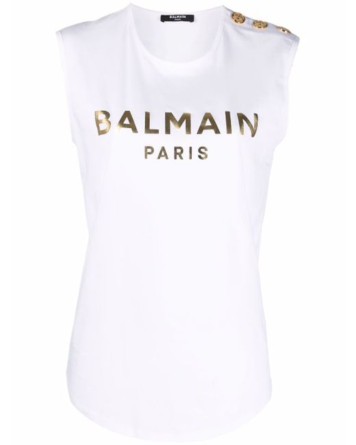 Balmain logo-print tank top