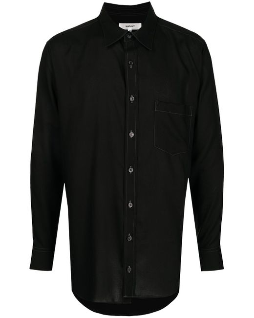 Sulvam contrast-stitch long-sleeve shirt