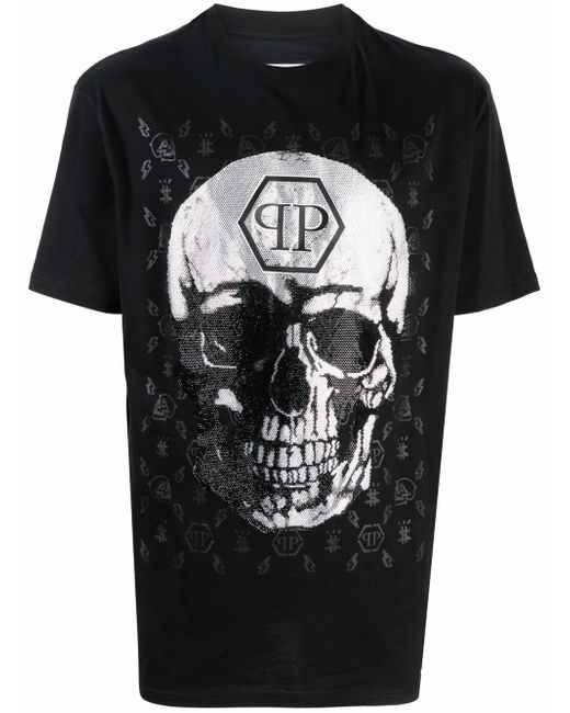 Philipp Plein gem-embellished skull logo-graphic T-shirt