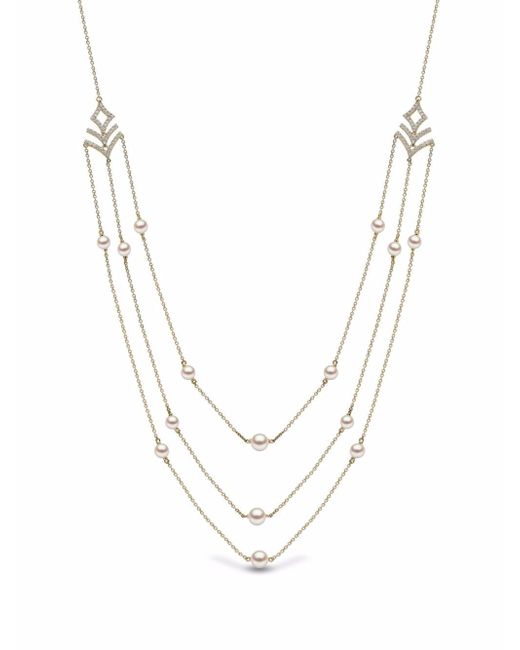 Yoko London 18kt yellow Sleek Freshwater pearl diamond necklace