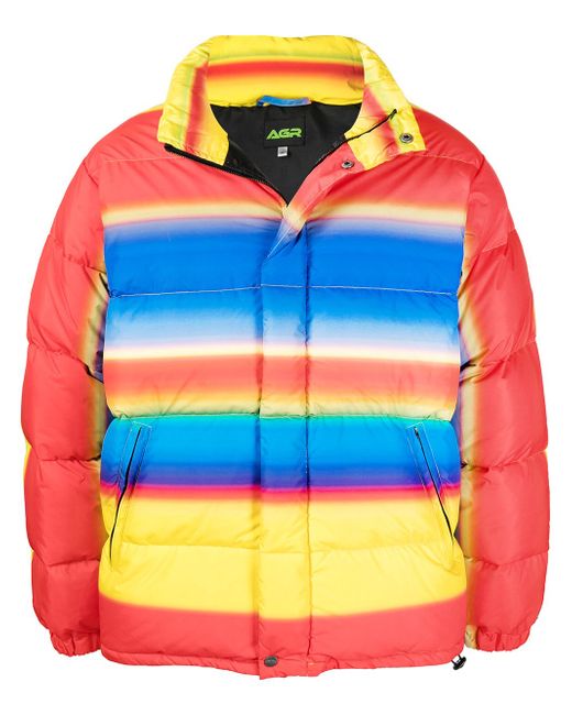 Agr stripe-print puffer jacket
