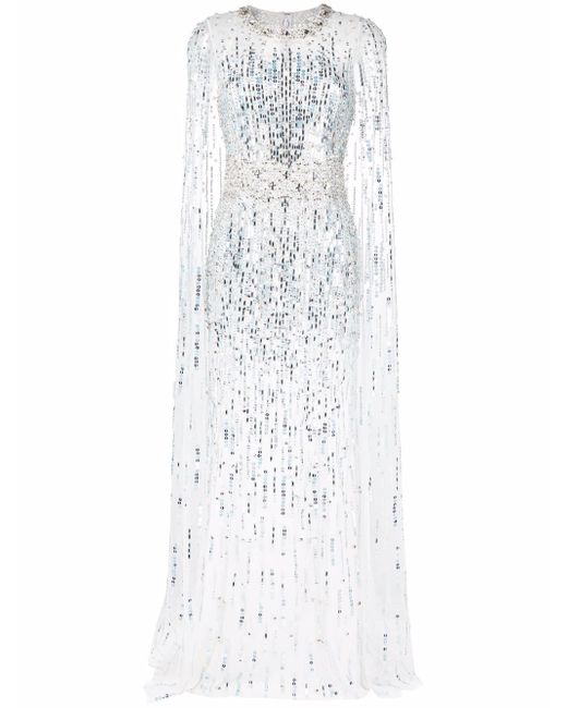 Jenny Packham Lux sequin-embellished cape gown