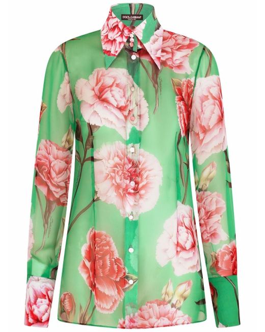 Dolce & Gabbana floral-print silk georgette shirt