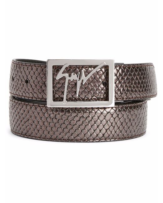 Giuseppe Zanotti Design snake-embossed logo buckle belt