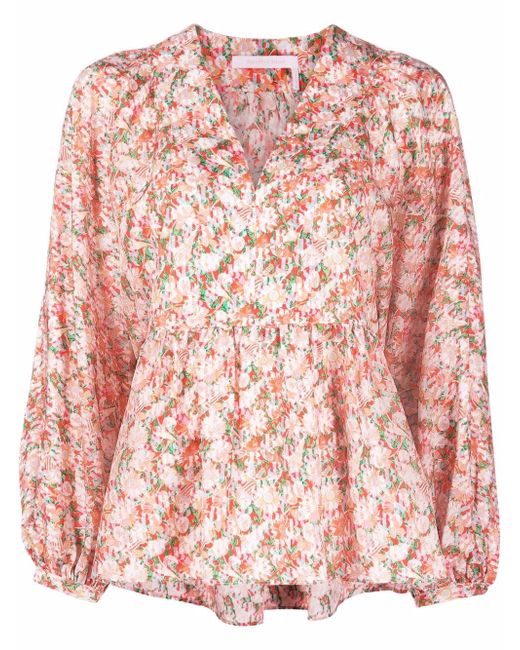 See by Chloé floral-print silk blouse
