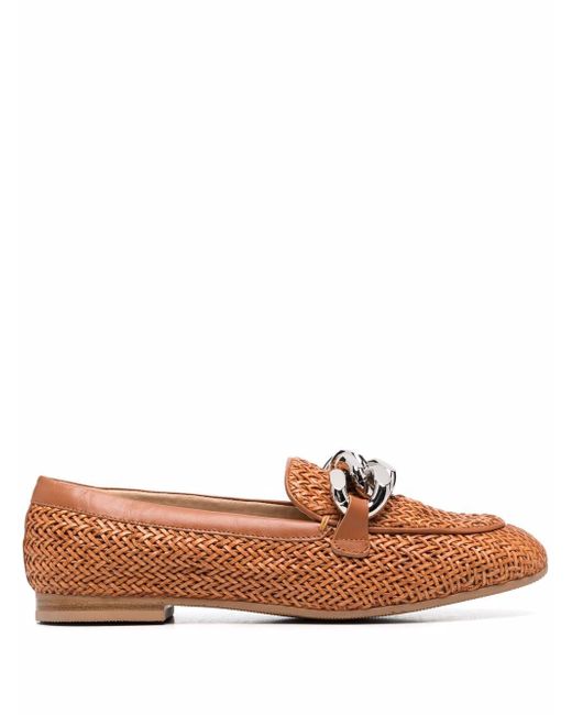 Casadei chain-link leather loafers