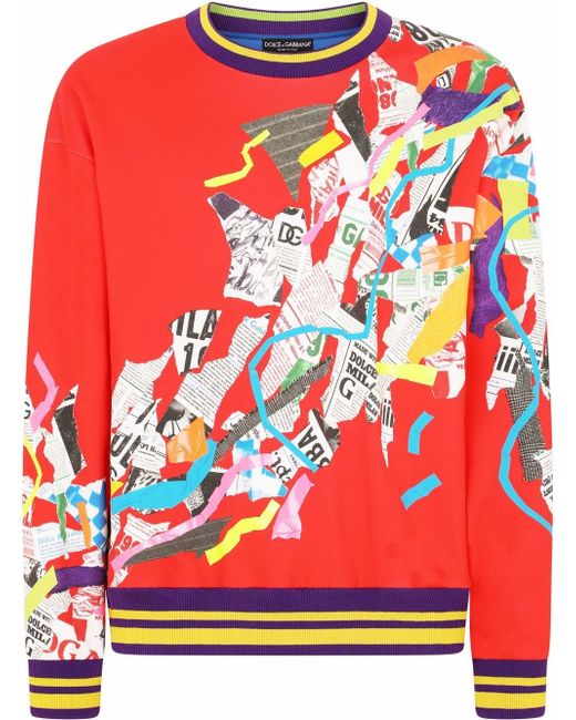Dolce & Gabbana patchwork-print crewneck sweatshirt