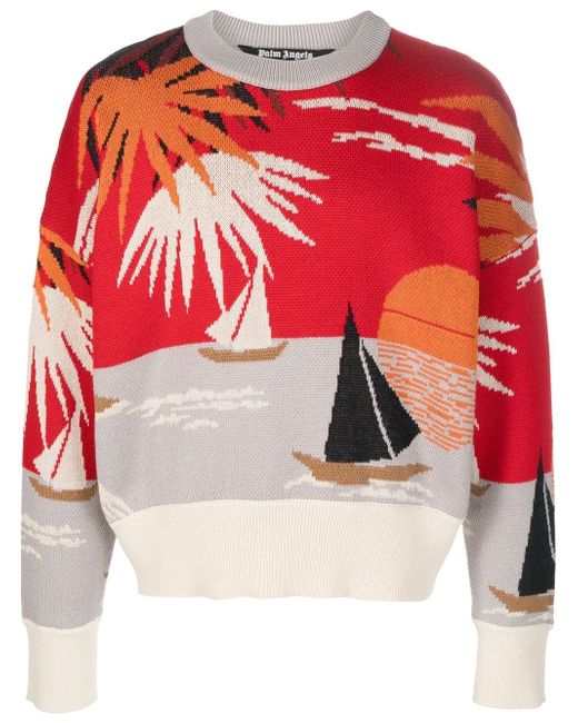Palm Angels Hawaii intarsia-knit jumper