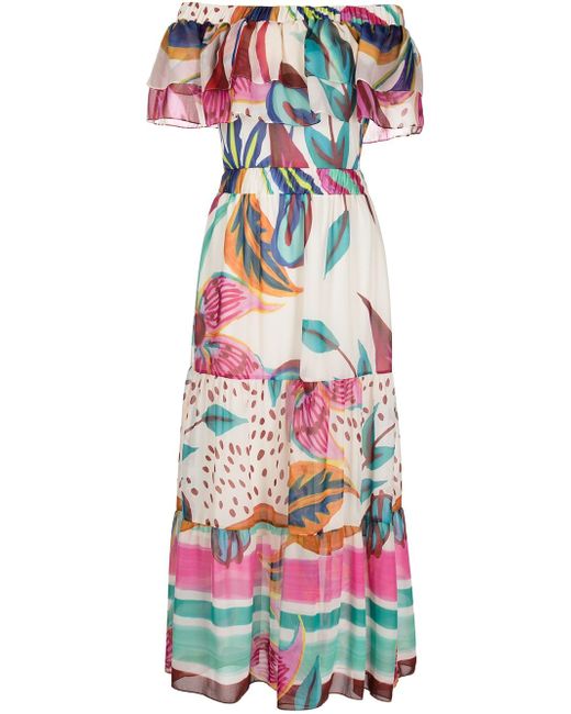 Patbo floral-print off-the-shoulder midi dress