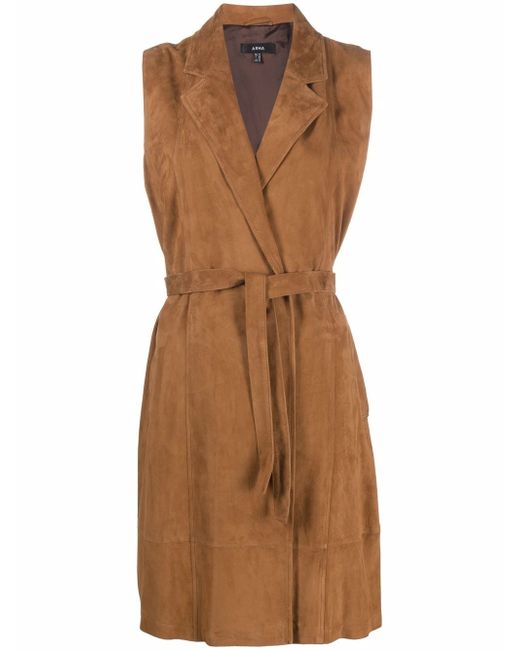 Arma sleeveless belted suede trench coat