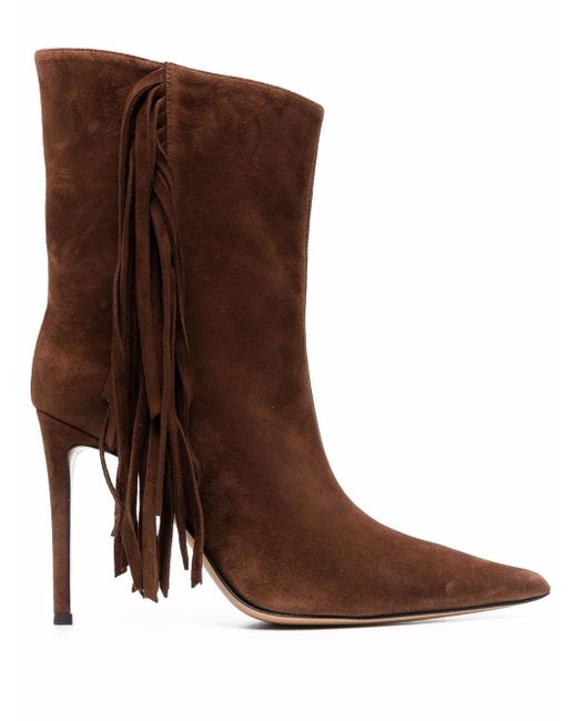 Alexandre Vauthier fringed suede 110mm ankle boots