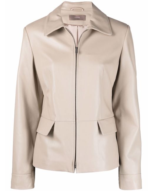 12 Storeez point-collar leather jacket