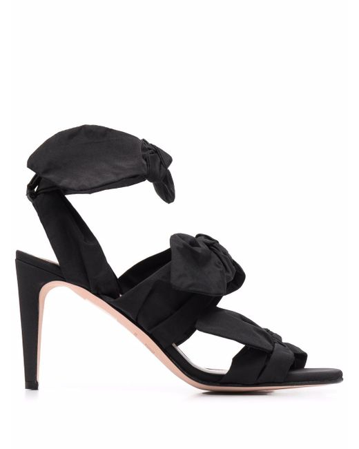 Red(V) bow-straps heeled sandals