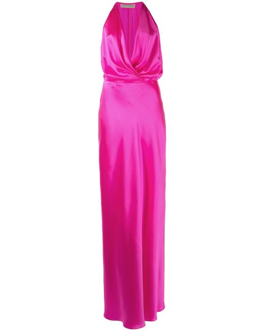 Michelle Mason draped-detail halterneck gown